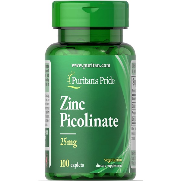 Puritan's Pride Zinc Picolinate 25 Mg to Support Immune System Health, 100 Caplets by Puritan's Pride, 100 Count
