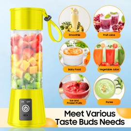 Portable Personal Size Mini Blender - 2025 Upgraded Cordless Blender for Smoothies & Shakes, Type-C Rechargeable, 380Ml Traveling BAP Free Juicer Cup for Sports/Travel/Home, 20000Rpm/Min Speed