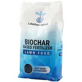 LakeDew Biochar Lawn Fertilizer 16‑0‑8 – Moisture Retention & Microbial Boost – Fix New Construction or Sandy Soils – Eco‑Friendly, Covers 2,500‑6,000 sq ft