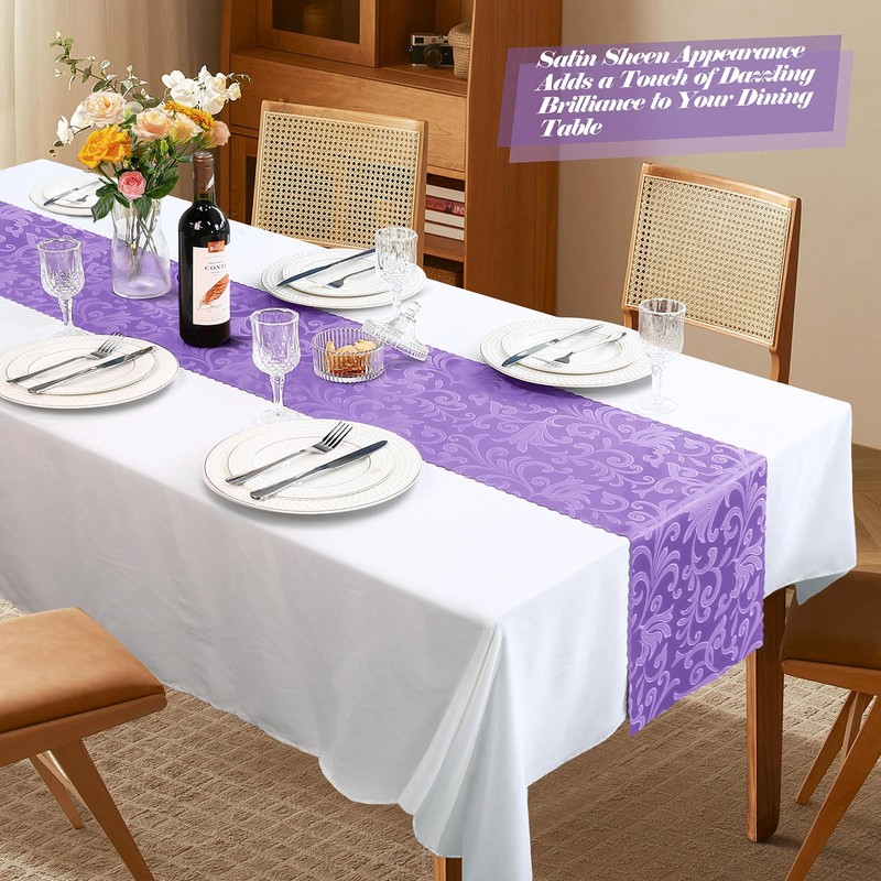 MILVOWOC 4 Pack Lilac Satin Table Runner, 12 x 72