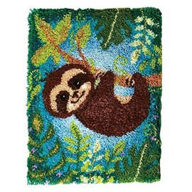 YOOLOOKY Latch Hook Rug Kits Printed Canvas DIY Rug Making Kits Home Decoration Needlework for Adults Beginners 20.5" X 15"(Sloth)