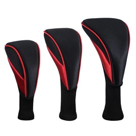 Scott Edward Pack of 3 Golf Hybrid Headcovers with Interchangeable No. Tag Fits Driver's Tunnel Hybrid Clubs 1, 3 and 5 (Red)