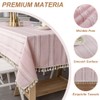 meioro Pink Rustic Table Cloth, Rectangle Textured Cotton Linen Fabric