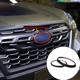 Car Front Rear Logo Decoration Cover Ring Trim, Compatible for Subaru Forester 2023 2024 2025, Hood Emblem Ring Accessories, Made of ABS Carbon Fiber Pattern
