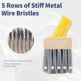 NICOFPHY Stainless Steel Deck Brushes for Scrubbing Heavy Duty, 60" Concrete Floor Scrub Brush with Long Handle, Metal Stiff Wire Scrubber Broom for Cleaning Moss, Garage, Patio, Garden, Outdoor Stain