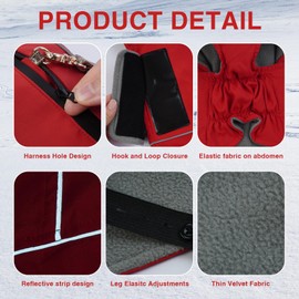 Katzinst Waterproof Dog Raincoat for Large Dogs, Dog Jacket, Machine Washable, Fleece Lining Dog Jacket, Reflective Stripes, Border Collie Cheng Red, 2XL