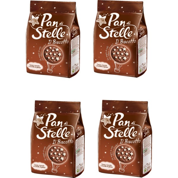 Mulino Bianco: "Pan di Stelle" biscuit with cocoa , hazelnuts and many magical starlets of icing - 12.34 Oz (350g) Pack of 4 [ Italian Import ]