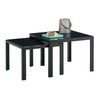 Glass Black Nesting Coffee Table Set of 2, Square Modern