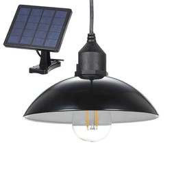 Solar Pendant Light Outdoor Hanging Light Shed Light with E27 Industrial Edison Bulb IP65 Waterproof for Garden Yard Patio Balcony Landscape