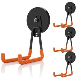 RIAUOR Extra Large Heavy Duty Magnetic Hook, 4 Pcs 3.5in Magnetic Storage Hooks, Large Strong Magnet Hooks Heavy Duty for Hanging Power Tools, Hoses, Brooms, Shovels, and Garden Tool