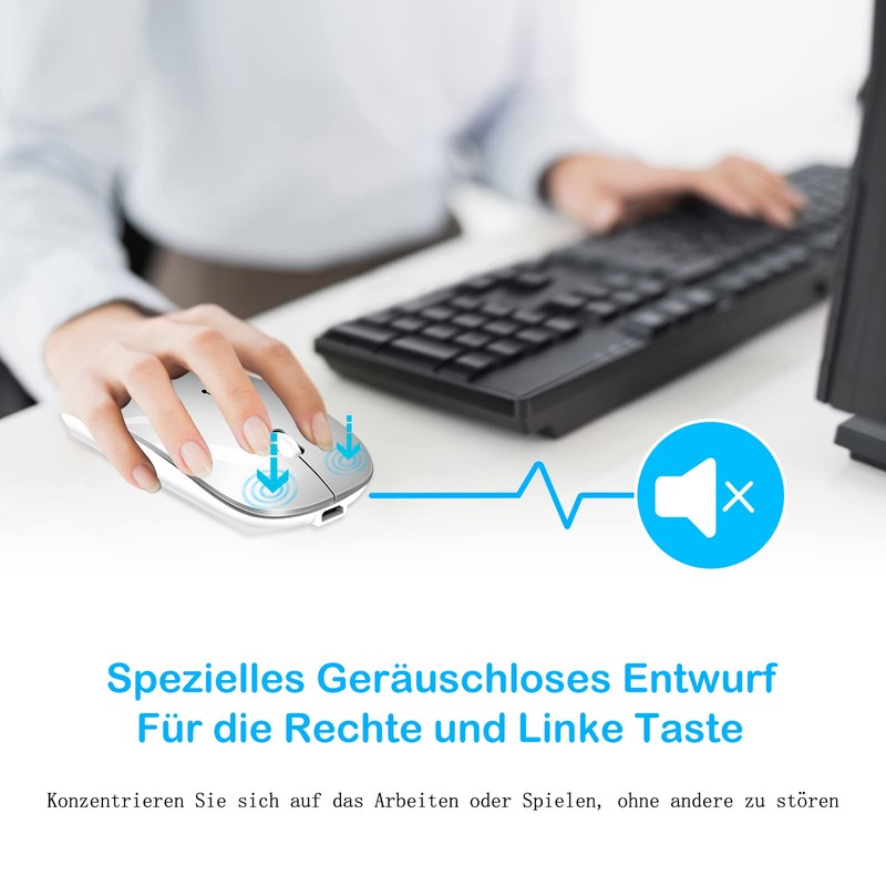 QYFP Bluetooth Maus, Wiederaufladbare Leichte Kabellose Maus Kompatibel mit MacBook