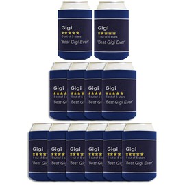 Gigi Gifts For Women Funny Rating Best Gigi Ever 12-Pack Can Coolers Coolies