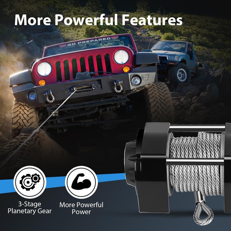TFGCSG 3500LBS Winch, 3500LBS ATV UTV Truck winch, 12V 3500LBS