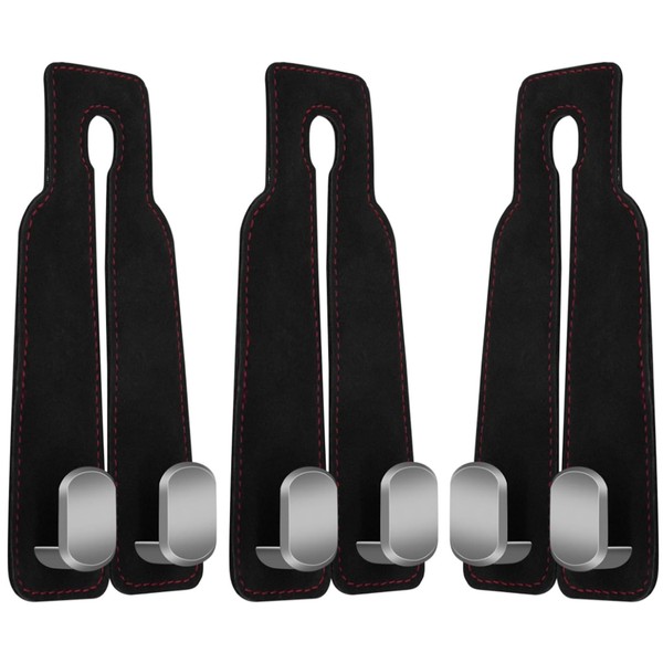 FYHJTRT 3PCS Car Hooks for Headrest, Leather Car Seat Headrest