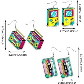 HDBHBH 3 Pairs Neon Earrings for Women, 80s 90s Retro Glow Party Earrings, Fluorescent Acrylic Drop Dangle Decoration for Costume Outfits, Neon Dress Accessories