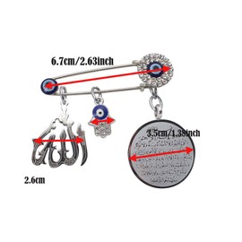 ZKDC muslim islam AYATUL KURSI Allah Turkish evil eye hamsa hand of fatima Baby Pin Stainless Steel Scarf Hijab brooch