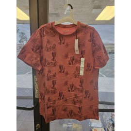 Goodfellow & Co. Mens Goodfellow Size L Cactus Desert Print Cinnamon T-Shirt Red Faded