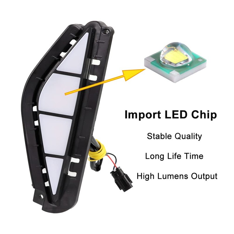 ECAHAYAKU Car LED DRL With Dynamic Turn Signal Yellow For