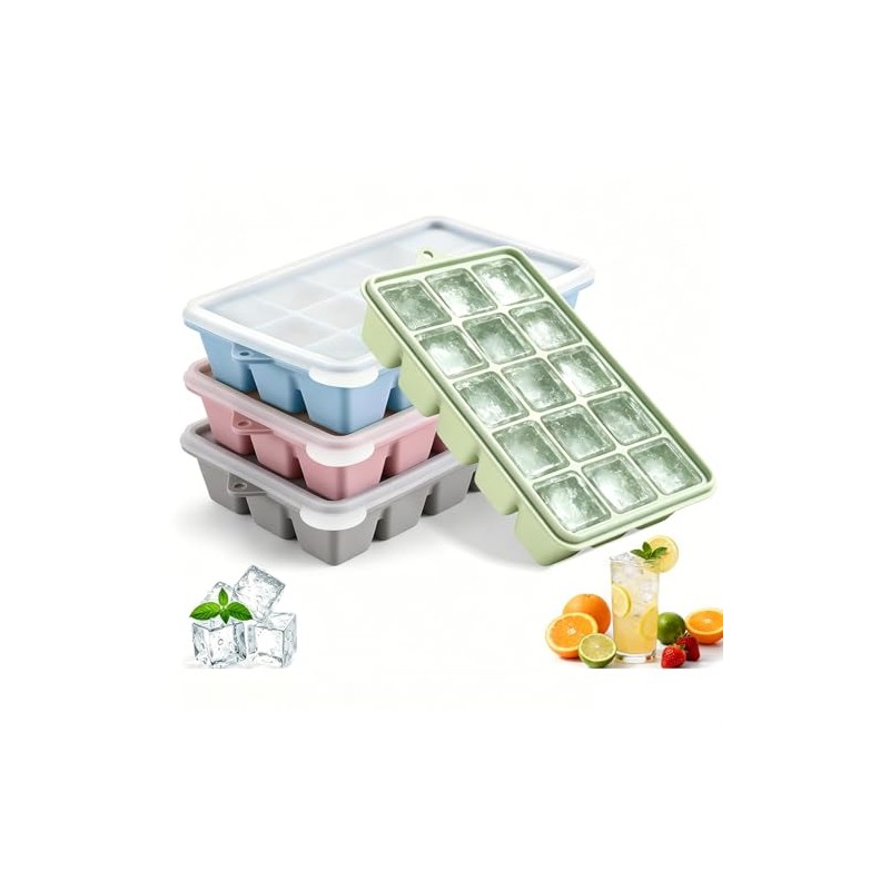 4PCS Bandejas de Cubitos de Hielo, Molde de Hielo de