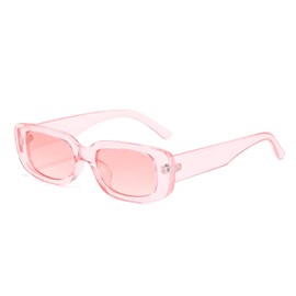 BUTABY Rectangle Sunglasses for Women Retro Driving Glasses 90’s Vintage Fashion Narrow Square Frame UV400 Protection Pink