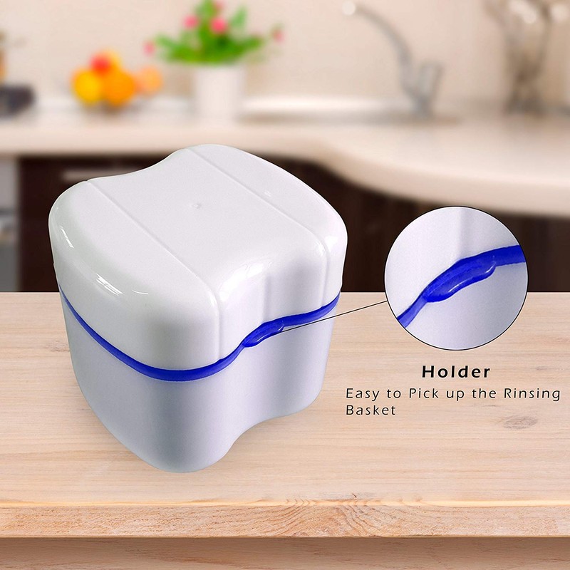 Denture Container with Strainer, Denture Box and Denture Cleaning Brush