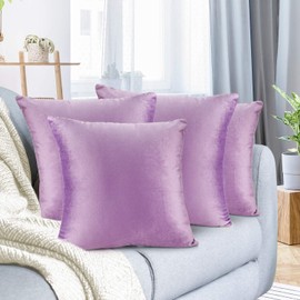 Nestl Throw Pillow Covers, Cozy Velvet Decorative Autumn Pillow Covers 22 x 22 Inches, Soft Solid Couch Pillow Covers for Sofa, Bed and Car, Set of 4 - Lavender