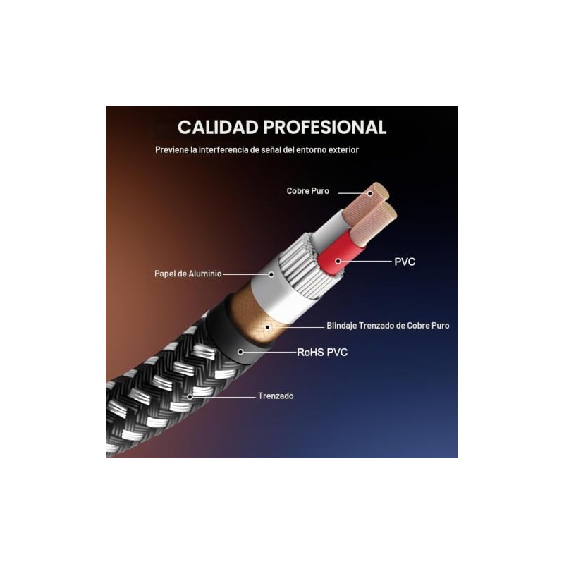 Cable XLR de 6 pies/4 unidades, cable de micrófono Nylong