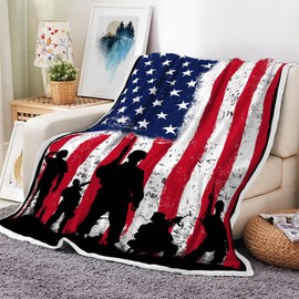 American Patriotics Blanket，Veteran Skirt Stars and Stripes 4th of July Memorial Throw Blankets, Travel Blanket Warm Flannel Fleece Blankets Cozy Soft Blankets Gifts for Women Men Girls Boys 50"X60"IN