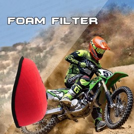 Dirt Bike Dual Foam Air Filter for Kawasaki KX250F 2006-2016/KX450F 2006-2015, Red, No.11013-0722
