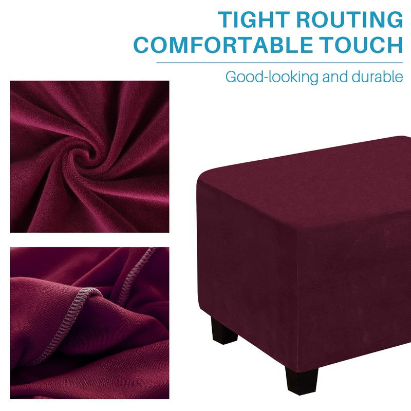 Ottoman Cover, Stretch Rectangle Velvet Ottoman Slipcovers of Foot Stool
