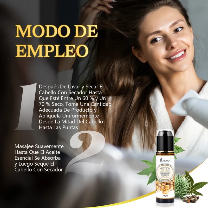 Kaisasa® Aceite Ricino Aceite De Castor Tratamiento Capilar