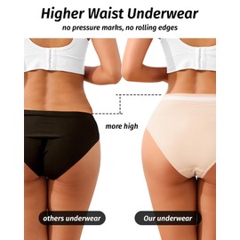 IROCUE Seamless Bikini Underwear Womens High Waisted Cheeky Panties Stretch Comfortable High Cut Panty 7 Pack M