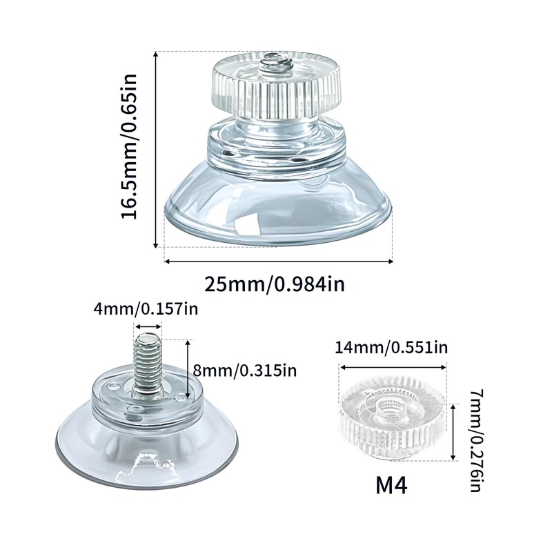 20 Pack Mini Suction Cups,25mm/1'' Suction Cup with M4 Screw