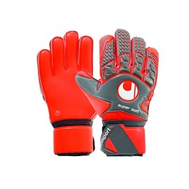 uhlsport Unisex's Aerored Supersoft Goalkeeper Gloves, Dark Grey/Fluo red/White, 7