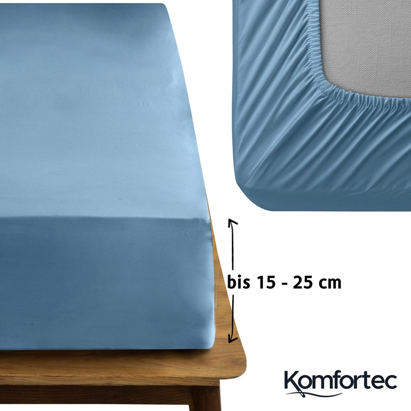 Komfortec Queen Size Fitted Sheet 100% Cotton, 11 inch (30