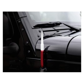 TRUE SPIKE 9 inch RED White TIP PENETRATOR Fat Bullet Antenna with Anti-Theft + Copper Coil in Heavy Gauge CNC Machined Billet Aluminum Short Compatible with Jeep Gladiator JT