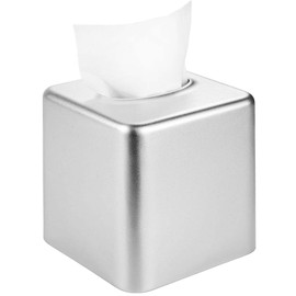 Livelab Tissue Box Cover, Square Metal Tissue Box Holder Modern Decor Facial Napkin Holder Tissue Box Dispenser for Bathroom Vanity Countertop, Living Room, Bedroom, Office - Silver