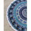 Round Beach Tapestry Turquoise Mandala Throw/Boho Hippie Beach Blanket Roundie/Indian