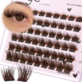 SLSXNL Brown Lash Clusters Wispy Natural False Eyelashes C Curl Lash Extensions 10-16mm Dark Brown Eyelash Clusters