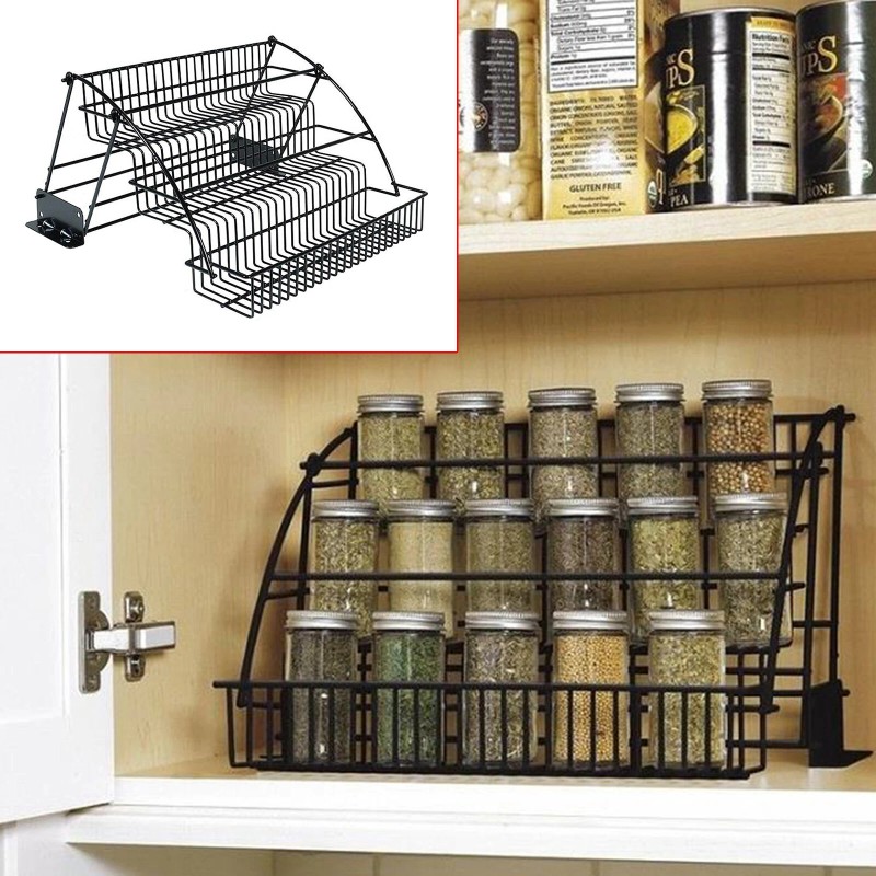 3 Tier Layer Storage Pull Down Basket Spice Rack Cabinet