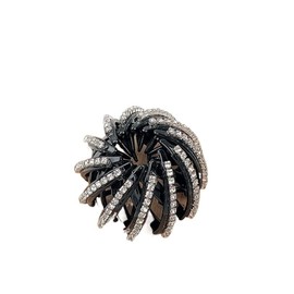 1Pc Rhinestone Black Birds Nest Hair Clips,Crystal Hair Claw Hair Clip Pearl Hair Ring Headdress Hair Fixed Meatball Head for Women Girls,Hair Accessories