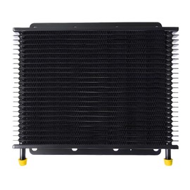 BARTOO Universal Transmission Oil Cooler, Aluminum 25 Row Plate & Fin Transmission Cooler,Black