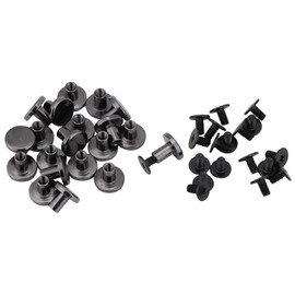 Pack of 20 Sets Brass Flat Head Button Stud, Black Leathercraft Screws Nail Rivets, DIY Leather Craft Metal Rivet for Belt Strap Bag Shoes Decoration(8mm)