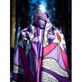 The Advent Scarf - Purple Stained Glass Bible Scripture Warm Holiday Scarf - Christian Christmas Gift