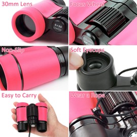 Scotamalone Kids Binoculars Shock Proof Toy Binoculars Set for Age 3-12 Years Old Boys Girls Bird Watching Educational Learning Hunting Hiking Birthday Presents