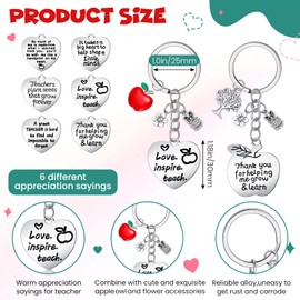 Yinkin 24 Pcs Teacher Appreciation Gift Keychains Bulk Thank You Gifts for Teachers Appreciation Week Birthday from Students