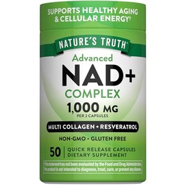 Nature's Truth Complejo avanzado NAD+ | 1,000 mg | 50 cápsulas | Con colágeno y resveratrol | Suplemento sin OMG y sin gluten