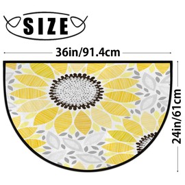 POFATO Sunflower Abstract Flower Half Round Door Mat Non-Slip Doormat Outdoor Welcome Entrance Absorbent Washable Indoor Outdoor Dront Door Mat Half Circle Rugs Floor Entry Home Decor 36x24 inch