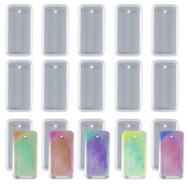 20 PCS Rectangle Jewelry Casting Molds, TuNan Silicone Pendant Keychain Resin Molds with Hanging Hole, Jewelry Making DIY Craft Tools - 66mm x 35mm