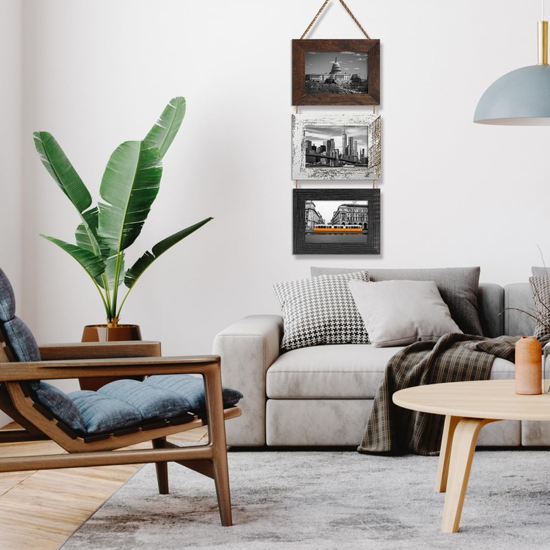 Rexllon 5x7 Wall Hanging Picture Frames Collage with 3 Opening